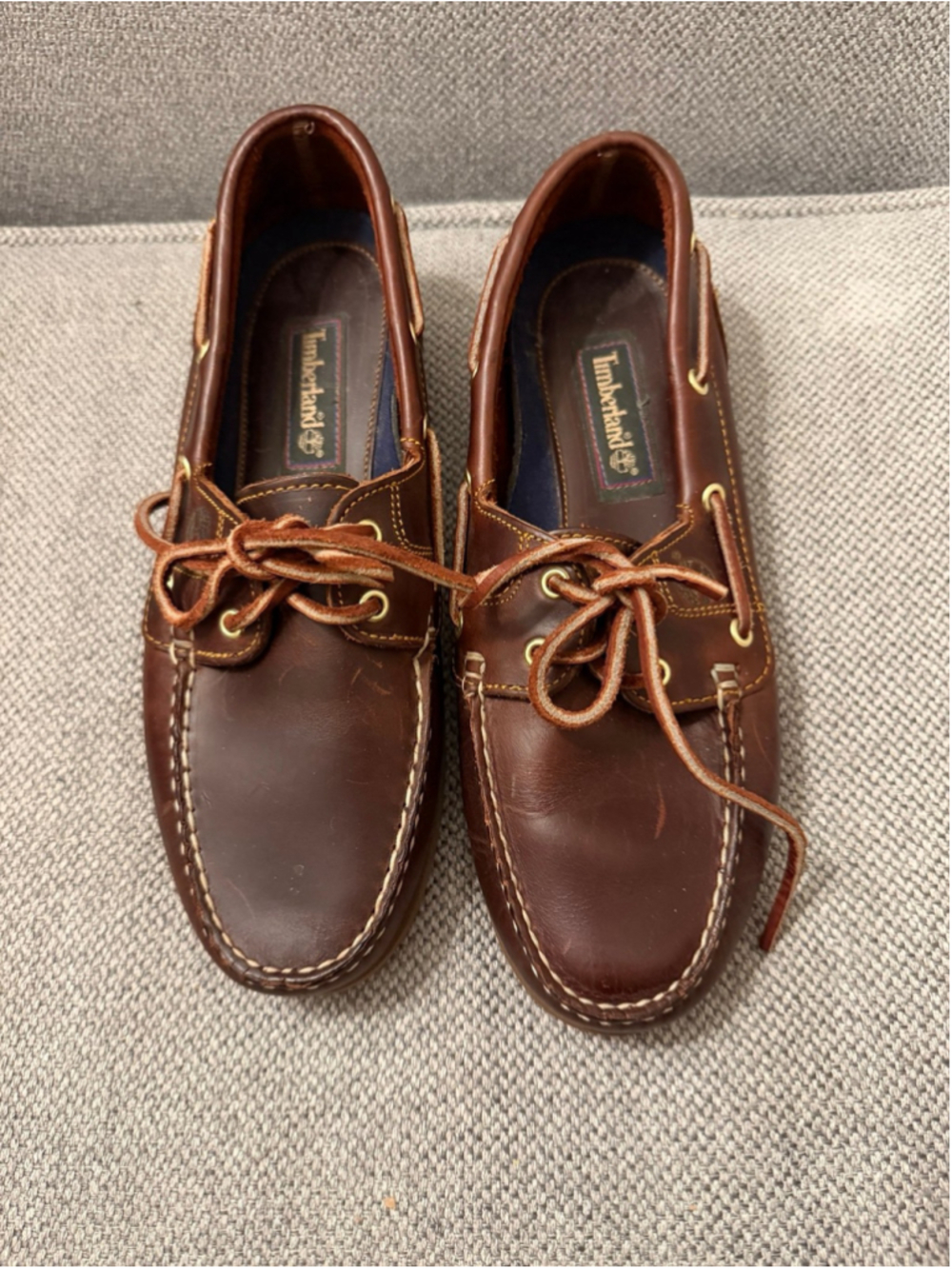 Timberland 2-Eye boat shoes brown leather sz 9.5